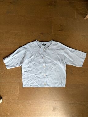 wild fable Light Blue Button-Front Short Sleeve Cardigan